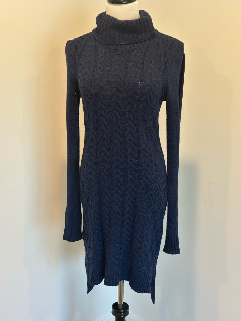 BCBG Cable Knit Turtleneck Sweater Dress